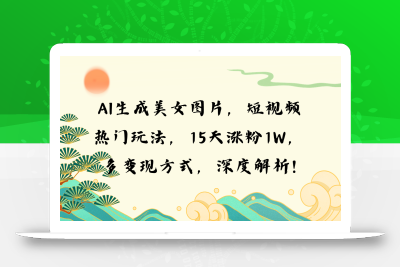 AI生成美女图片，短视频热门玩法，15天涨粉1W，多变现方式，深度解析!