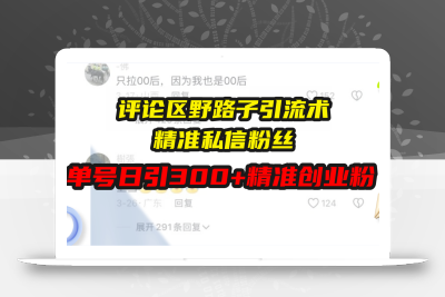 评论区野路子引流术，精准私信粉丝，单号日引流300+精准创业粉
