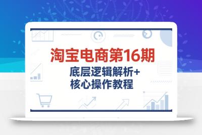 淘宝电商第16期，底层逻辑解析+核心操作教程，运营、推广提升能力的必学课程+配套资料