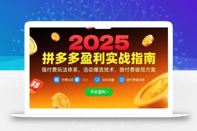 拼多多盈利实战指南，强付费玩法，活动爆流技术，微付费破局方案(更新7月