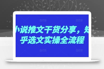 小说推文干货分享，知乎选文实操全流程