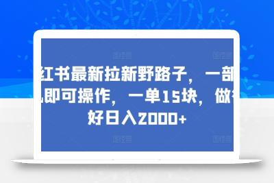 小红书最新拉新野路子，一部手机即可操作，一单15块，做得好日入2000+【揭秘】
